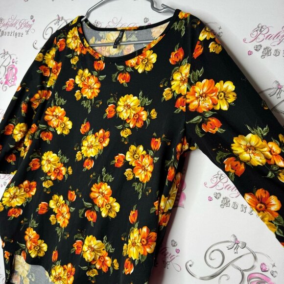 Edista top floral Mary golds black orange green yellow flowers πfloral high low - Picture 4 of 6